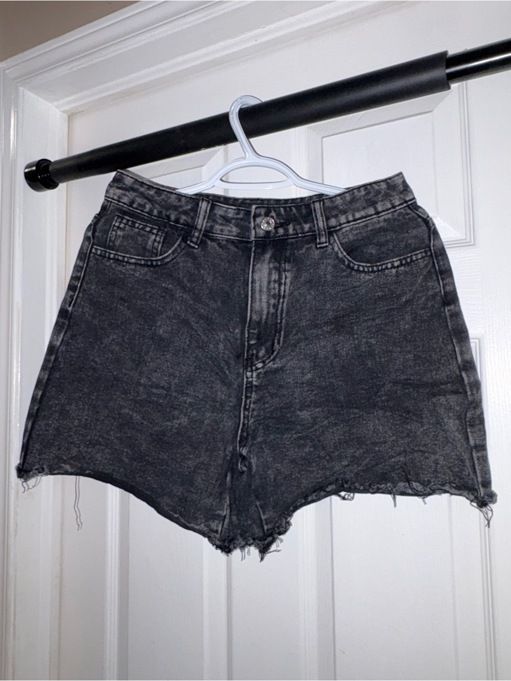 SHEIN Washed Black High-Rise Denim Shorts